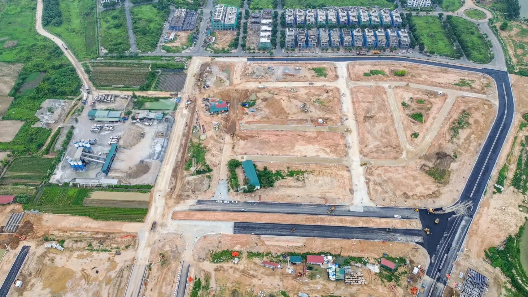 Tiến độ Pearl Rivera Mê Linh — ảnh flycam công trường thực tế 1